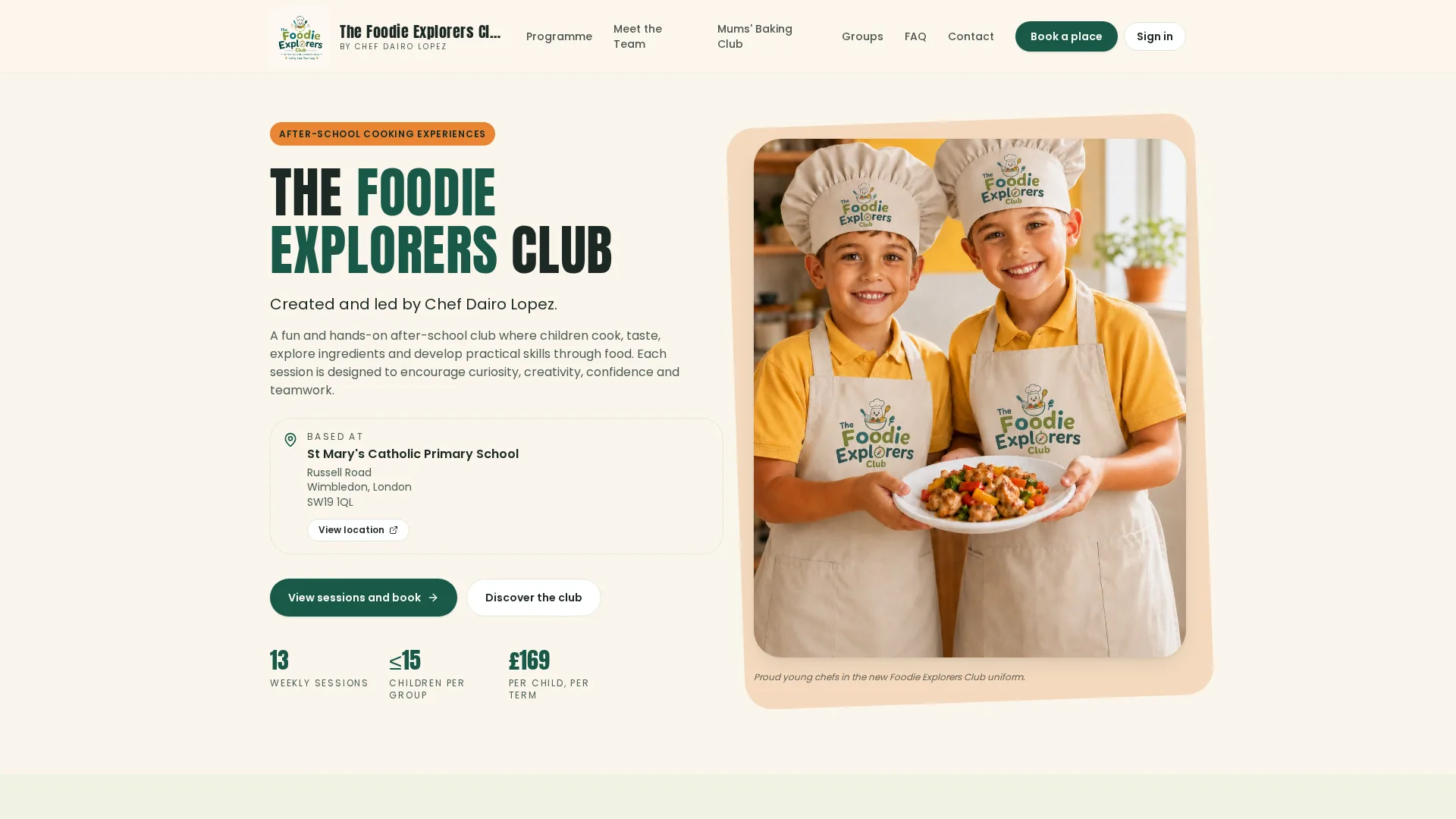 The Foodie Explorers Club home page, created and led by Chef Dairo Lopez