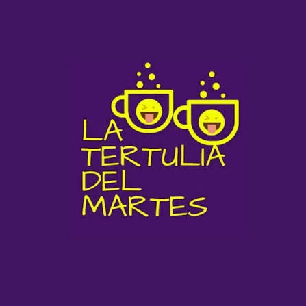 La Tertulia del Martes logo: two yellow coffee cups above the programme name